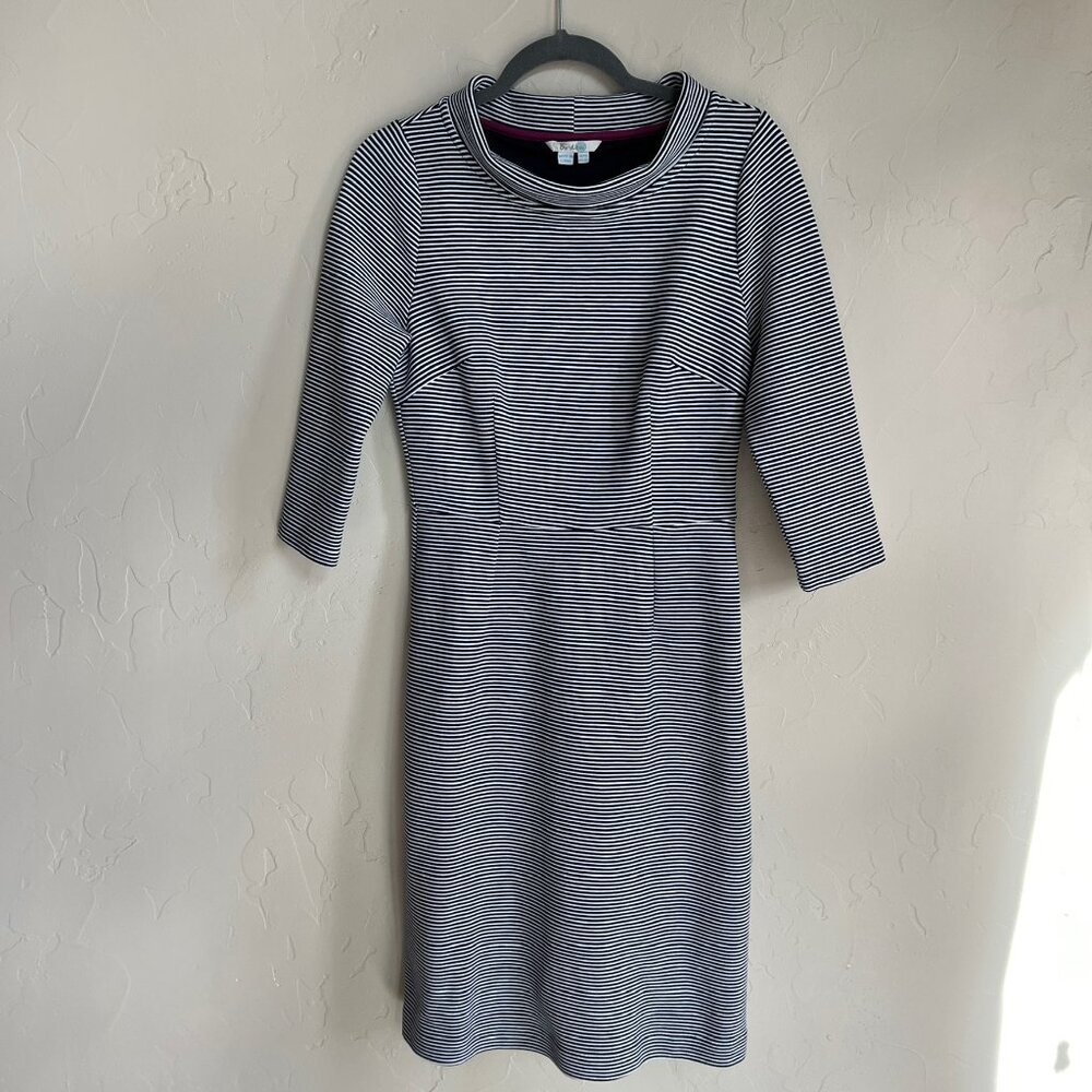 Chic Boden Navy and White Striped Dress